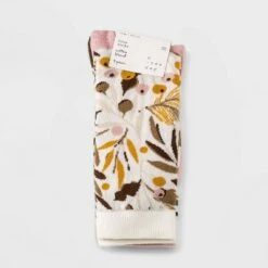 Women's Floral Hearth Blossom 3pk Crew Socks - A New Day™ Ivory/Pink 4-10