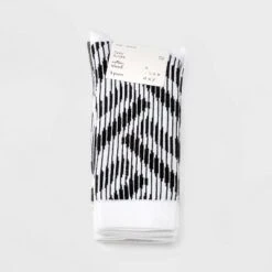 Women's Geometric 3pk Crew Socks - A New Day™ Ivory/Gray 4-10