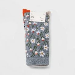 Women's Daisy 3pk Crew Socks - A New Day™ Gray/Ivory 4-10