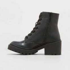 Women's Brie Combat Boots - A New Day™ Crocodile Black
