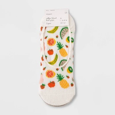 Women's Mixed Fruit 3pk Liner Socks - A New Day™ Ivory/Oatmeal Heather 4-10 3 Women's Mixed Fruit 3pk Liner Socks - A New Day™ Ivory/Oatmeal Heather 4-10