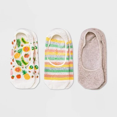 Women's Mixed Fruit 3pk Liner Socks - A New Day™ Ivory/Oatmeal Heather 4-10 4 Women's Mixed Fruit 3pk Liner Socks - A New Day™ Ivory/Oatmeal Heather 4-10 - Image 2