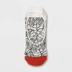Women's Palm Leaves 3pk Liner Socks - A New Day™ Black/Ivory 4-10