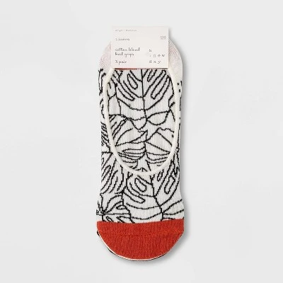Women's Palm Leaves 3pk Liner Socks - A New Day™ Black/Ivory 4-10 3 Women's Palm Leaves 3pk Liner Socks - A New Day™ Black/Ivory 4-10