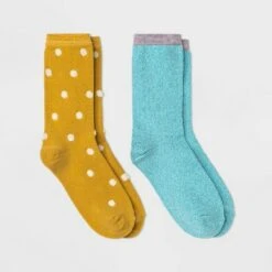 Women's 2pk Polka Dot and Soft Shimmer Crew Socks - A New Day™ 4-10 Purple/green -A New Day popular shop unnamed file 4098