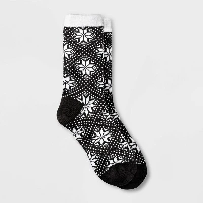Women's Snowfall Double Lined Cozy Crew Socks - A New Day™ 4-10 Black 4 Women's Snowfall Double Lined Cozy Crew Socks - A New Day™ 4-10 Black - Image 2