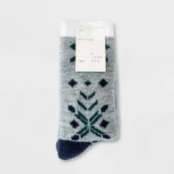 Women's Geo Double Lined Cozy Crew Socks - A New Day™ Heather Gray 4-10