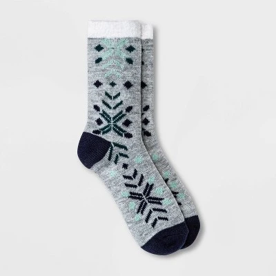 Women's Geo Double Lined Cozy Crew Socks - A New Day™ Heather Gray 4-10 4 Women's Geo Double Lined Cozy Crew Socks - A New Day™ Heather Gray 4-10 - Image 2