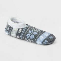 Women's Fair Isle Double Lined Cozy Booties with Grippers - A New Day™ Heather Gray/Blue 4-10 -A New Day popular shop unnamed file 4147