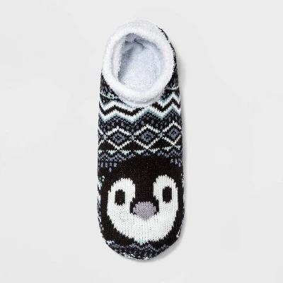 Women's Penguin Double Lined Cozy Booties with Grippers - A New Day™ Black 4-10 4 Women's Penguin Double Lined Cozy Booties with Grippers - A New Day™ Black 4-10 - Image 2