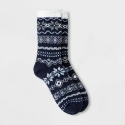 Women's Snowflake Fair Isle Double Lined Cozy Crew Socks - A New Day™ 4-10 Navy -A New Day popular shop unnamed file 4158