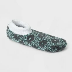 Women's Floral Double Lined Cozy Booties with Grippers - A New Day™ 4-10 Heather Gray/turquoise -A New Day popular shop unnamed file 4165