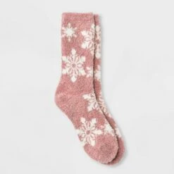 Women's Snowflake Cozy Crew Socks - A New Day™ 4-10 Pink -A New Day popular shop unnamed file 4173