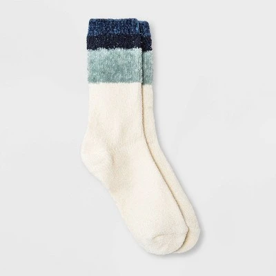 Women's Colorblock Chenille Cozy Crew Socks - A New Day™ 4-10 Surf Blue 6 Women's Colorblock Chenille Cozy Crew Socks - A New Day™ 4-10 Surf Blue - Image 4