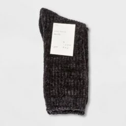 Women's Textured Chenille Cozy Crew Socks - A New Dayâ„¢ 4-10 Gray