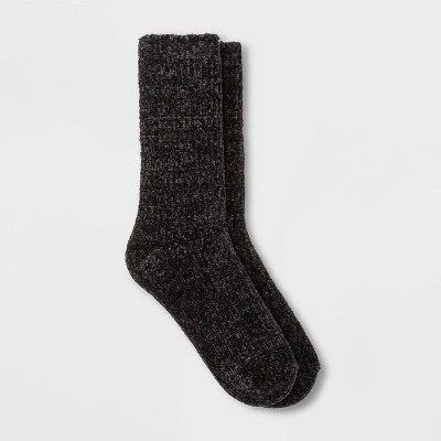 Women's Textured Chenille Cozy Crew Socks - A New Day™ 4-10 Gray 6 Women's Textured Chenille Cozy Crew Socks - A New Day™ 4-10 Gray - Image 4