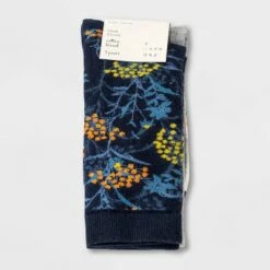 Women's Floral Fall Berries 3pk Crew Socks - A New Day™ Navy 4-10