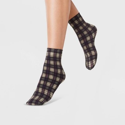 Women's Plaid Anklet Socks - A New Day™ Black/Tan 4-10 4 Women's Plaid Anklet Socks - A New Day™ Black/Tan 4-10 - Image 2