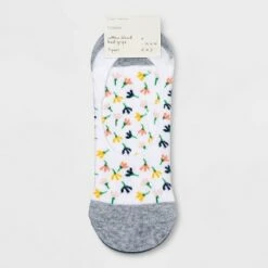 Women's Floral Dandelion 3pk Liner Socks - A New Day™ White/Blue 4-10