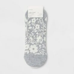 Women's Floral 3pk Liner Socks - A New Day™ Heather Gray/Cream 4-10