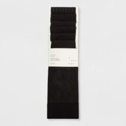 Women's 6pk Herringbone and Opaque Trouser Socks - A New Day™ Black 4-10