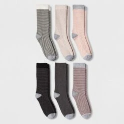 Women's Striped 6pk Crew Socks - A New Day™ 4-10 Assorted Colors -A New Day popular shop unnamed file 4254
