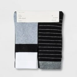 Women's Striped 6pk Crew Socks - A New Day™ Black/White/Gray 4-10