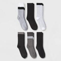 Women's Striped 6pk Crew Socks - A New Day™ Black/White/Gray 4-10 7 Women's Striped 6pk Crew Socks - A New Day™ Black/White/Gray 4-10 -A New Day popular shop unnamed file 4258