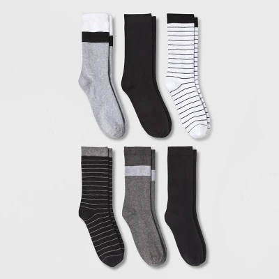 Women's Striped 6pk Crew Socks - A New Day™ Black/White/Gray 4-10 5 Women's Striped 6pk Crew Socks - A New Day™ Black/White/Gray 4-10 - Image 3