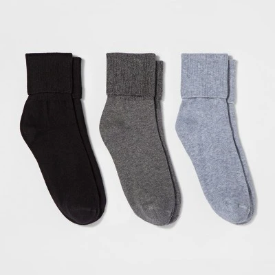 Women's 3pk Mary Jane Fold Over Cuff Socks - A New Day™ 4-10 Gray Heather 6 Women's 3pk Mary Jane Fold Over Cuff Socks - A New Day™ 4-10 Gray Heather - Image 4