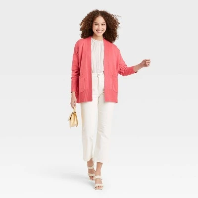Women's Open-Front Cardigan - A New Day™ Pink 4 Women's Open-Front Cardigan - A New Day™ Pink - Image 2