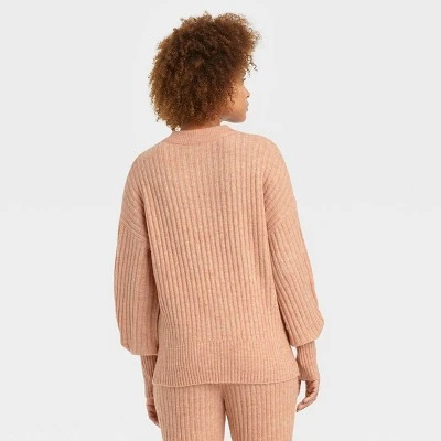 Women's Crewneck Ribbed Pullover Sweater - A New Day™ Light Brown XS 3 Women's Crewneck Ribbed Pullover Sweater - A New Day™ Light Brown XS