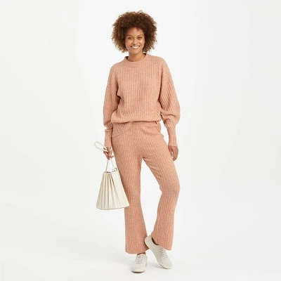 Women's Crewneck Ribbed Pullover Sweater - A New Day™ Light Brown XS 4 Women's Crewneck Ribbed Pullover Sweater - A New Day™ Light Brown XS - Image 2