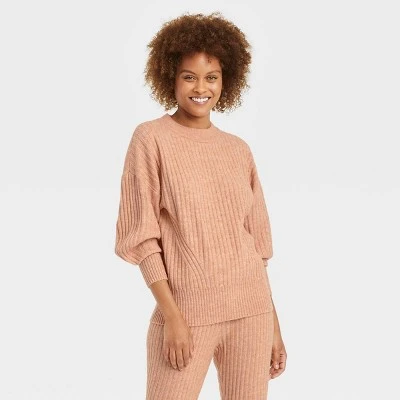 Women's Crewneck Ribbed Pullover Sweater - A New Day™ Light Brown XS 5 Women's Crewneck Ribbed Pullover Sweater - A New Day™ Light Brown XS - Image 3