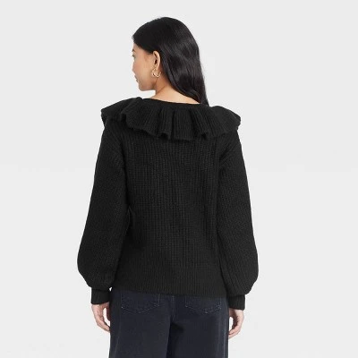 Women's V-Neck Ruffle Pullover Sweater - A New Day™ 3 Women's V-Neck Ruffle Pullover Sweater - A New Day™