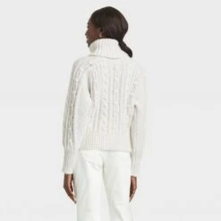 Women's Turtleneck Cable Knit Pullover Sweater - A New Dayâ„¢