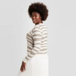 Women's Animal Print Crewneck Pullover Sweater - A New Day™ Cream L