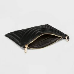 Women's Large Wristlet Pouch - A New Day™ Black/quilted