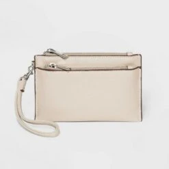 Double Zip Wristlet Pouch - A New Day™ Biege -A New Day popular shop unnamed file 4556