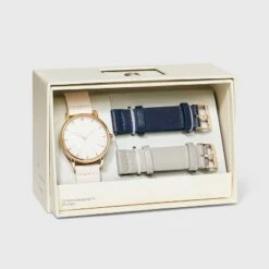 Women's Strap Watch with Changeable Straps - A New Day™ Beige/Navy/Gray -A New Day popular shop unnamed file 4574