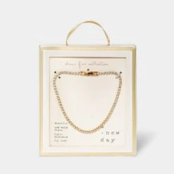 14K Gold Plated Cubic Zirconia Tennis Bracelet - A New Day™