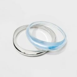 Organic Shape Transparent and Metal Bangle Bracelet Set 2pc - A New Day™ Blue 9 Organic Shape Transparent and Metal Bangle Bracelet Set 2pc - A New Day™ Blue -A New Day popular shop unnamed file 485