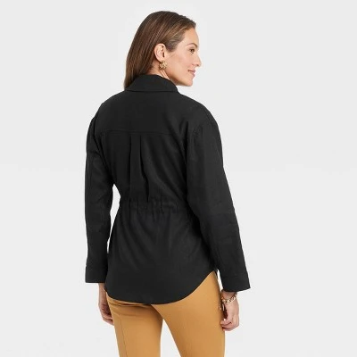Women's Linen Utility Shirt Jacket - A New Day™ 3 Women's Linen Utility Shirt Jacket - A New Day™