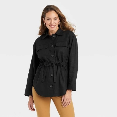 Women's Linen Utility Shirt Jacket - A New Day™ 5 Women's Linen Utility Shirt Jacket - A New Day™ - Image 3