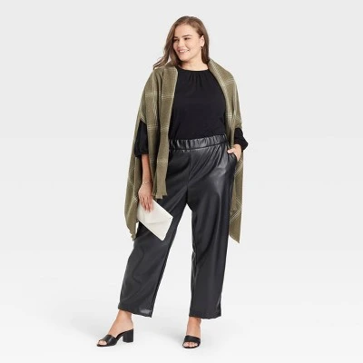 Women's Plus Size Plaid Wrap Jacket - A New Day™ Olive One Size 4 Women's Plus Size Plaid Wrap Jacket - A New Day™ Olive One Size - Image 2