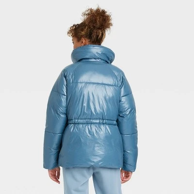 Women's Medium Length Wet Look Puffer Jacket - A New Day™ 3 Women's Medium Length Wet Look Puffer Jacket - A New Day™