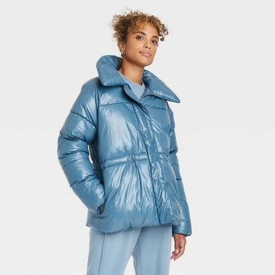 Women's Medium Length Wet Look Puffer Jacket - A New Day™ 6 Women's Medium Length Wet Look Puffer Jacket - A New Day™ - Image 4
