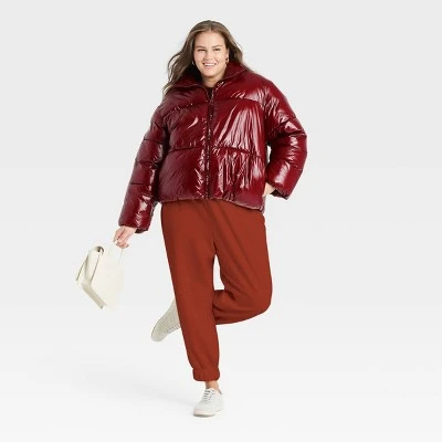 Women's Short Wet Look Puffer Jacket - A New Day™ 4 Women's Short Wet Look Puffer Jacket - A New Day™ - Image 2