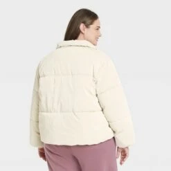 Women's Short Iridescent Puffer Jacket - A New Day™