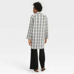 Women's Plaid Overcoat - A New Day™ Gray